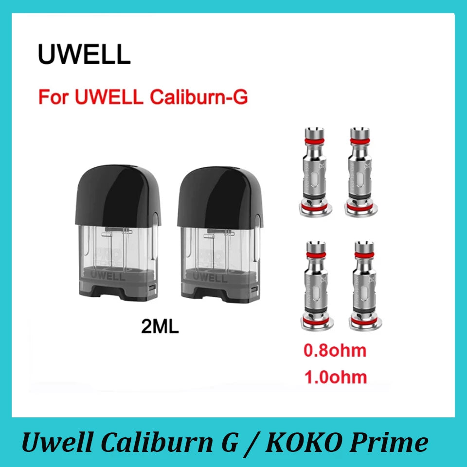 Uwell Caliburn G Cartridge med 0.8ohm 1.0ohm UN2 Meshed-H Coil